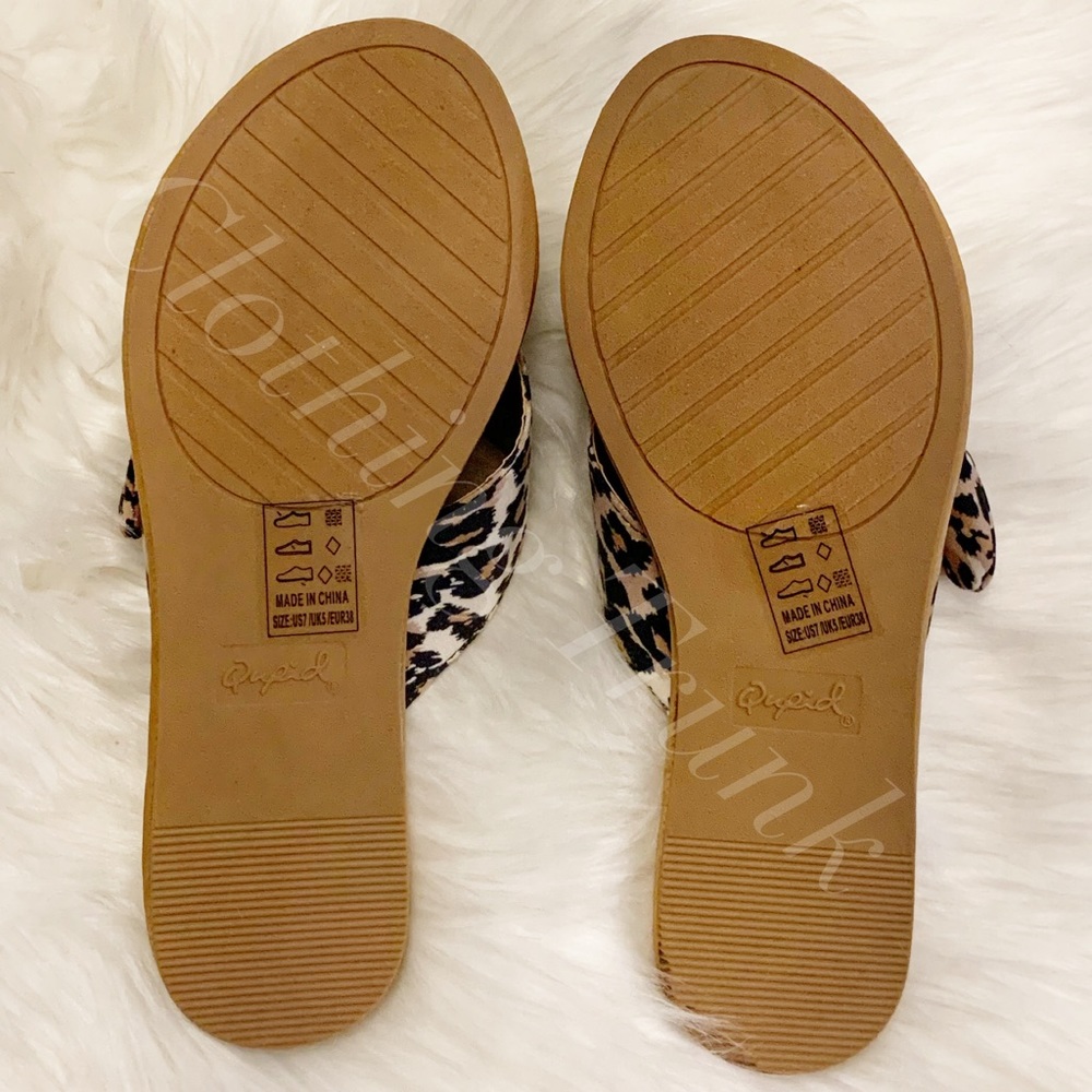 NIB Women’s Leopard Bow Slide Sandals | Qupid | Animal Print Slip-On Shoes - Picture 12 of 15